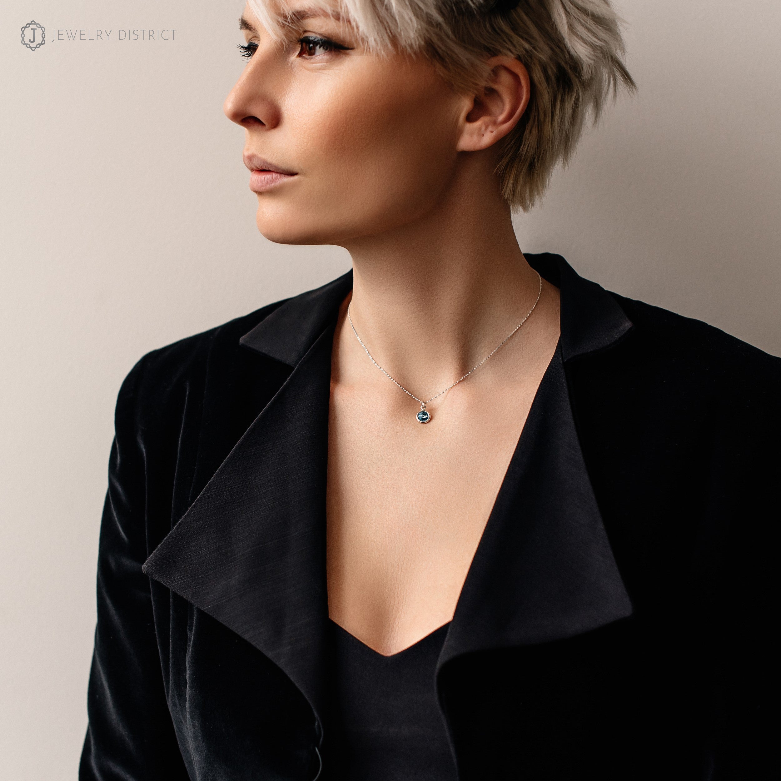 Damen Halskette mit Swarovski®-Kristall blau - Sterling Silber 925