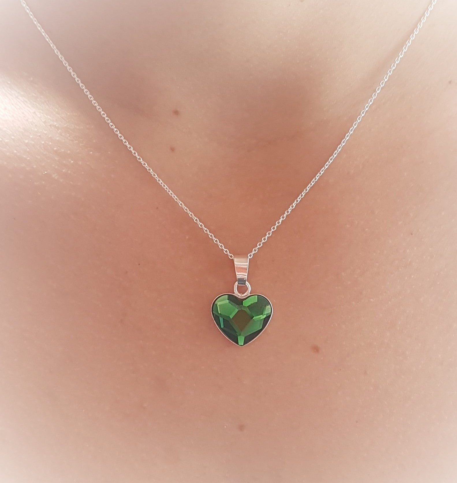 Damen Halskette - Silber 925 mit Swarovski®-Kristall grün - Silber 925
