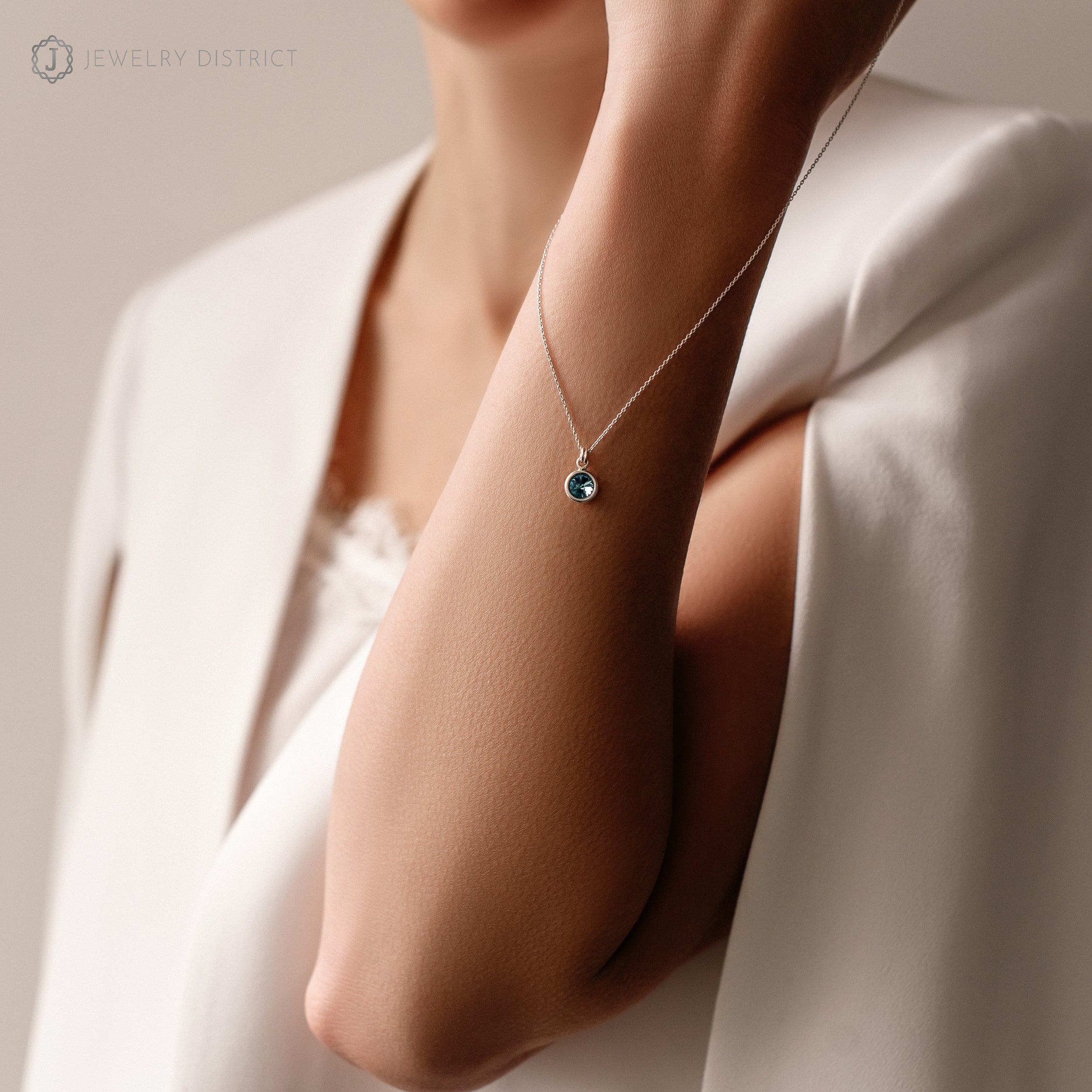 Damen Halskette mit Swarovski®-Kristall blau - Sterling Silber 925