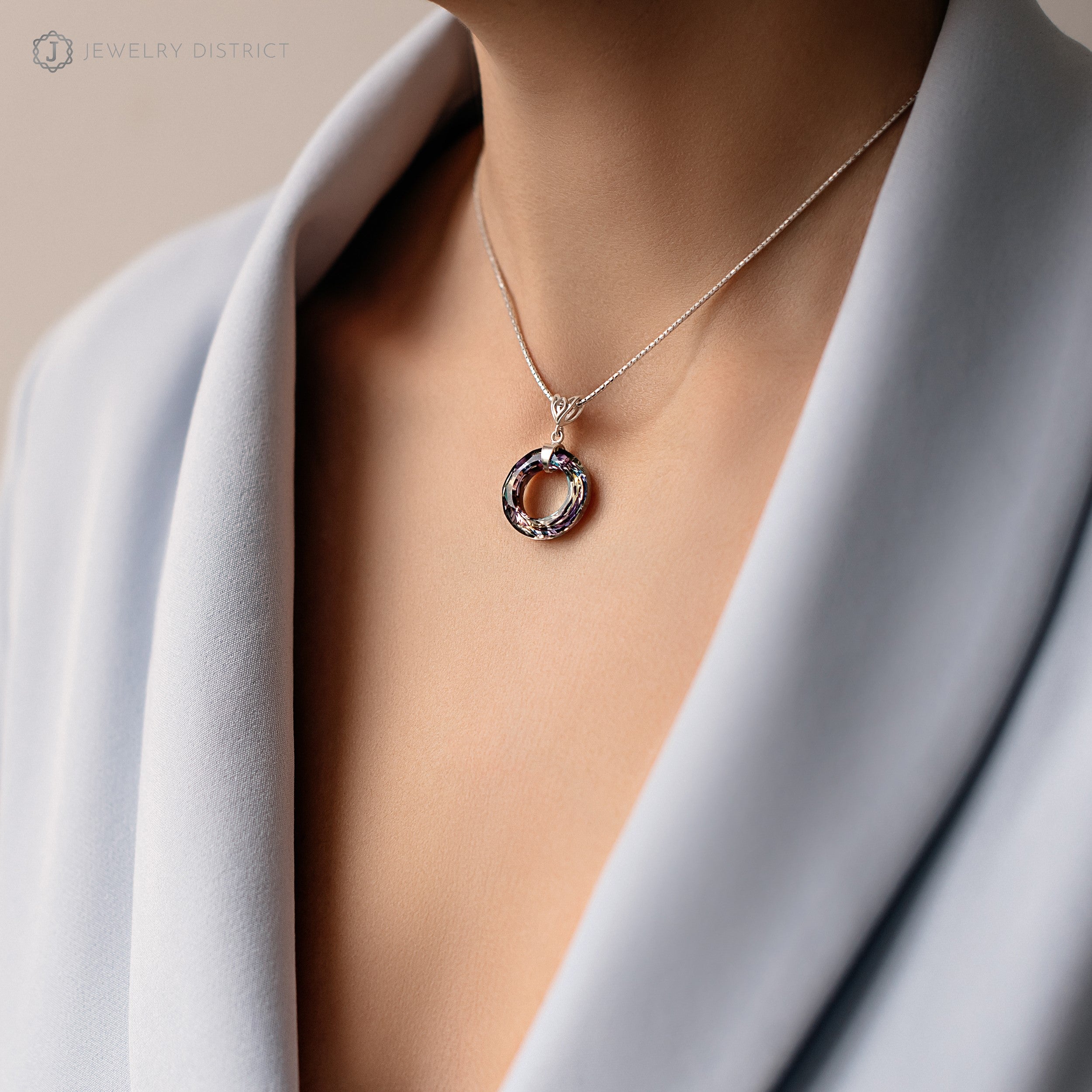 Damen Halskette mit Swarovski®-Kristall Sterling Silber 925