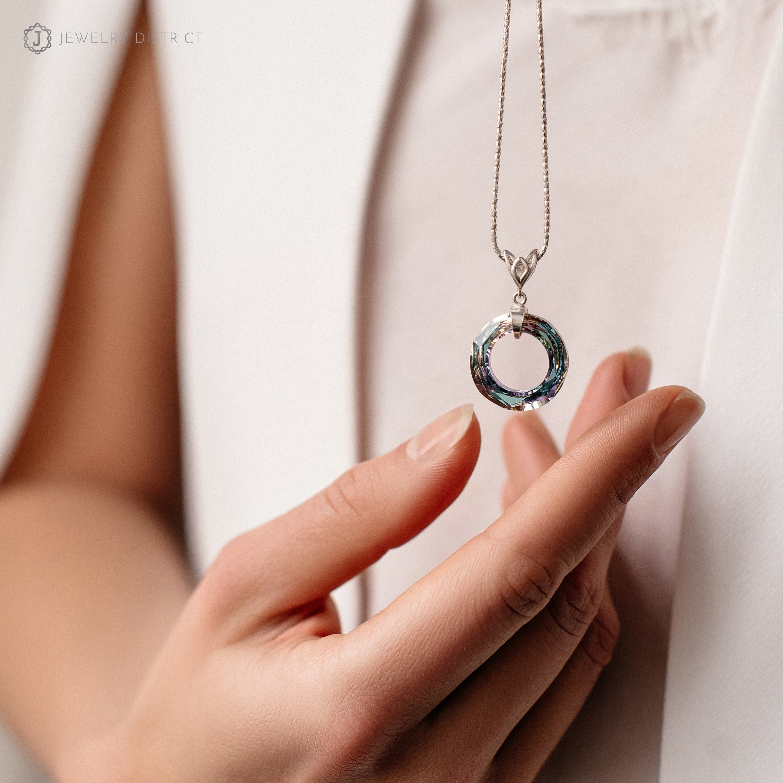 Damen Halskette mit Swarovski®-Kristall Sterling Silber 925