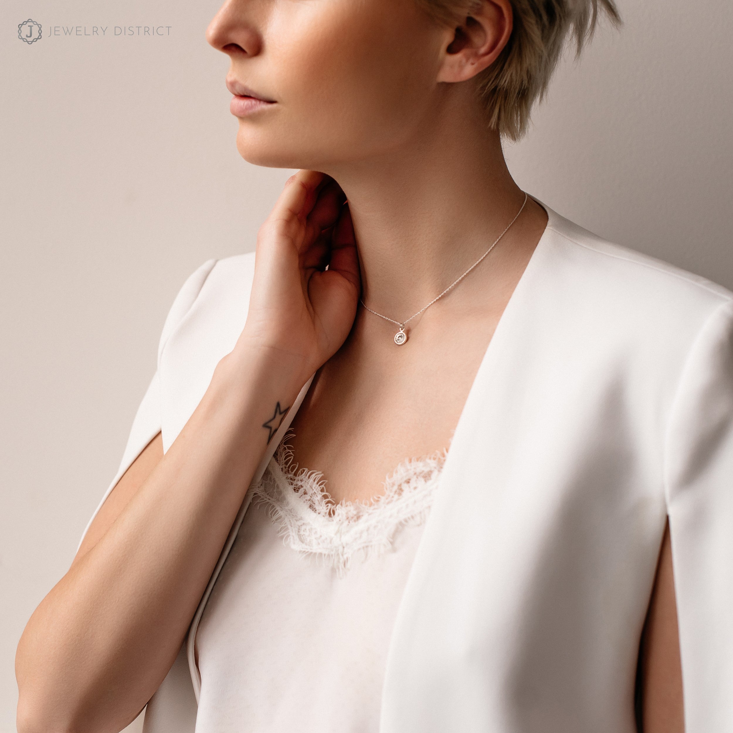 Damen Halskette mit Swarovski® - Kristall Sterling Silber 925