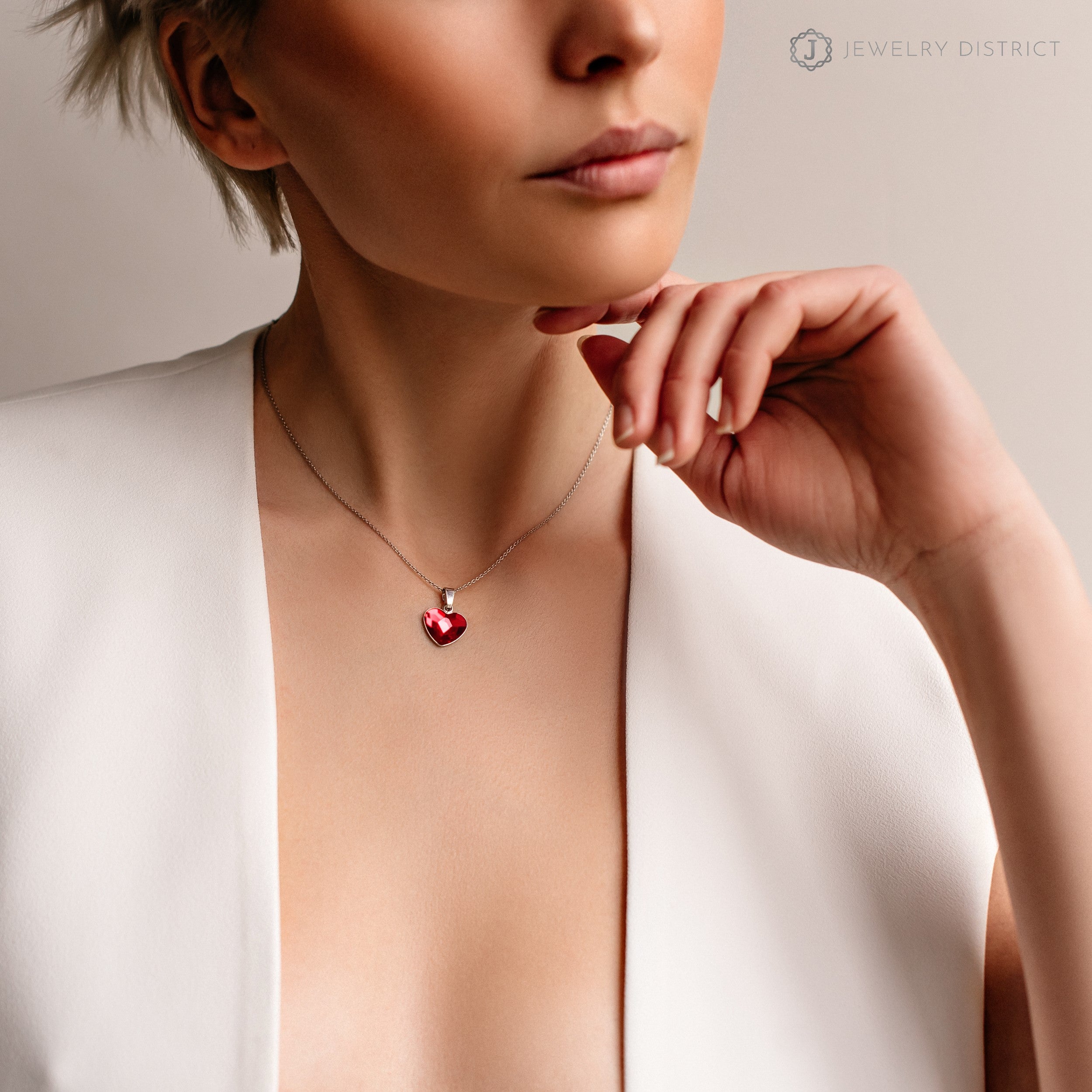 Damen Halskette - Herzkette mit Swarovski®-Kristall_rot