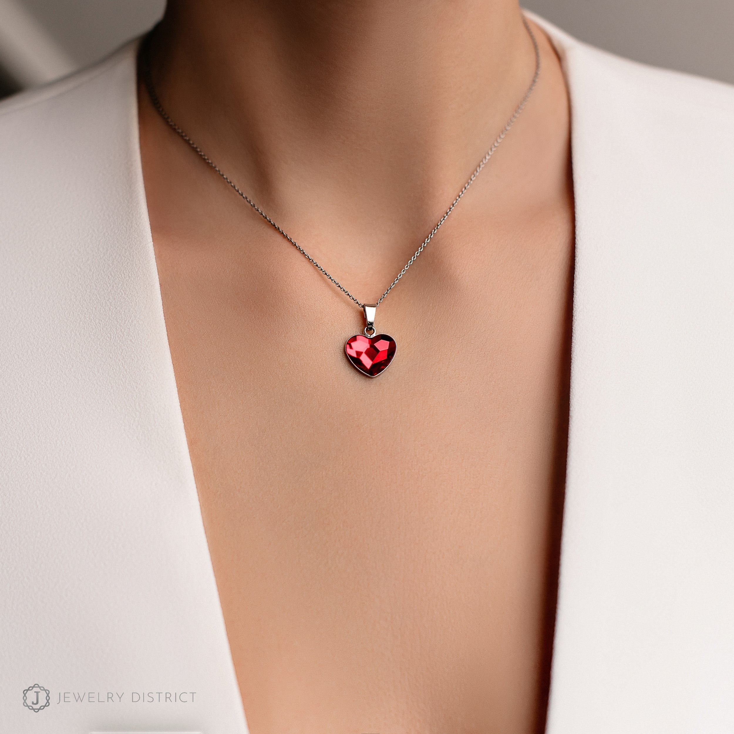 Damen Halskette - Herzkette mit Swarovski®-Kristall_rot