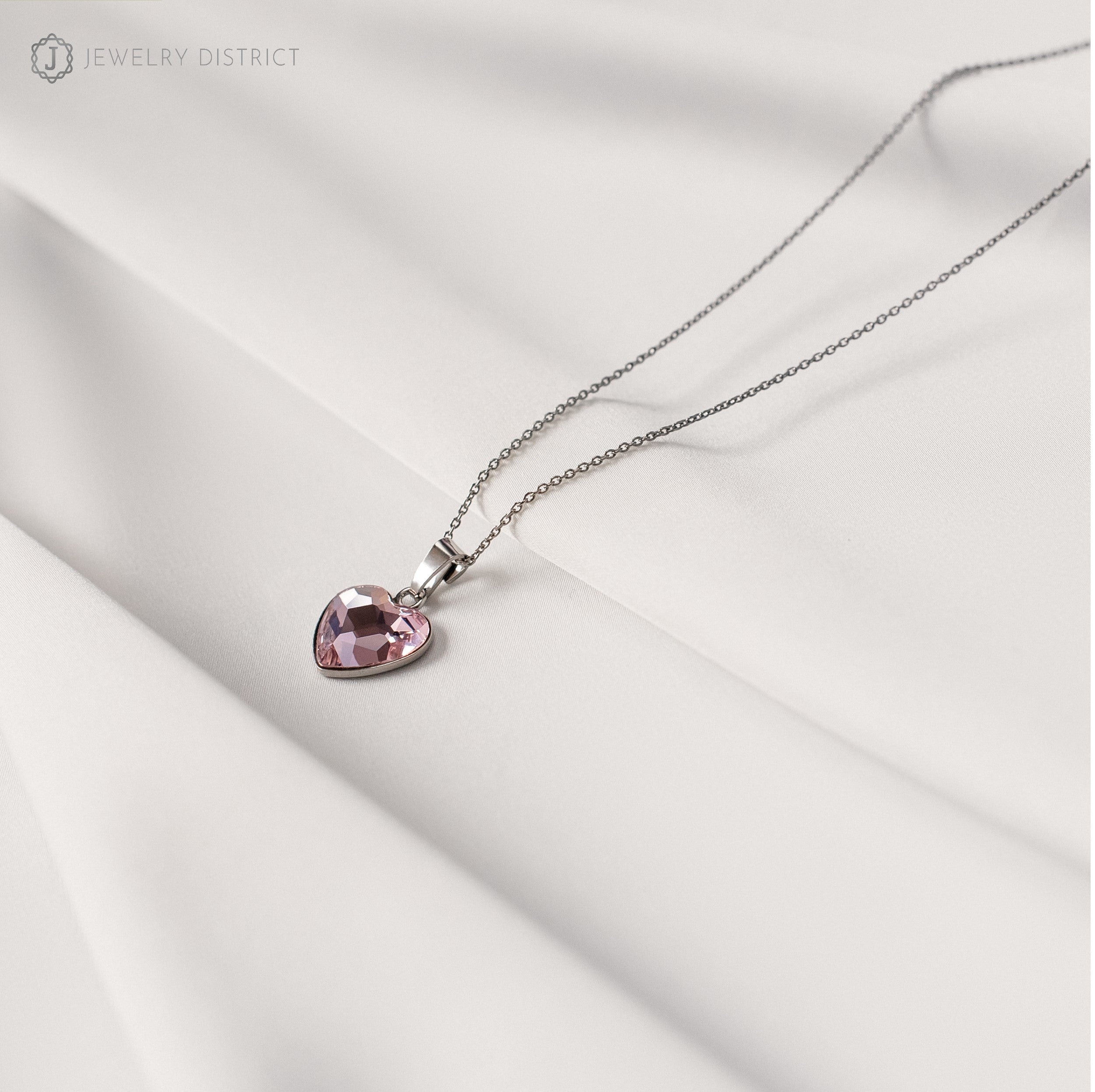 Damen Halskette - Herzkette mit Swarovski® - Kristall rosa -Silber 925