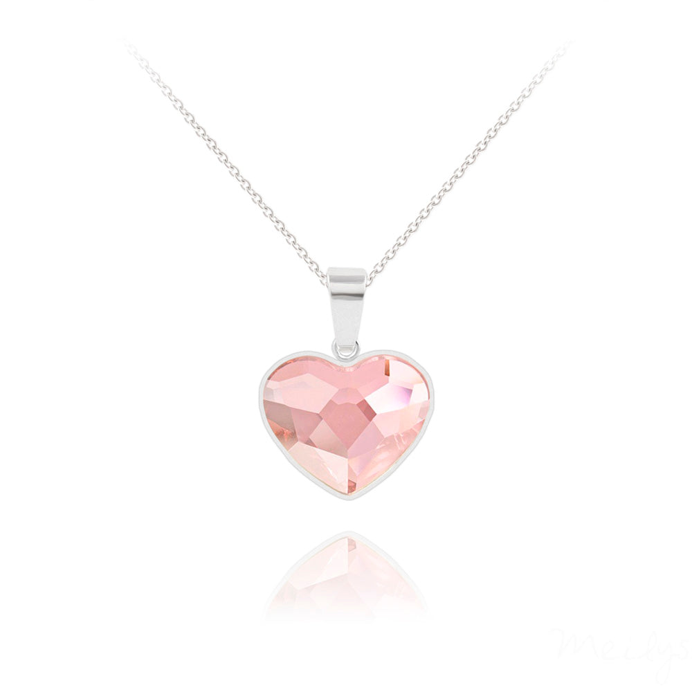 Damen Halskette - Herzkette mit rosa Swarovski® - Kristall  -Silber 925