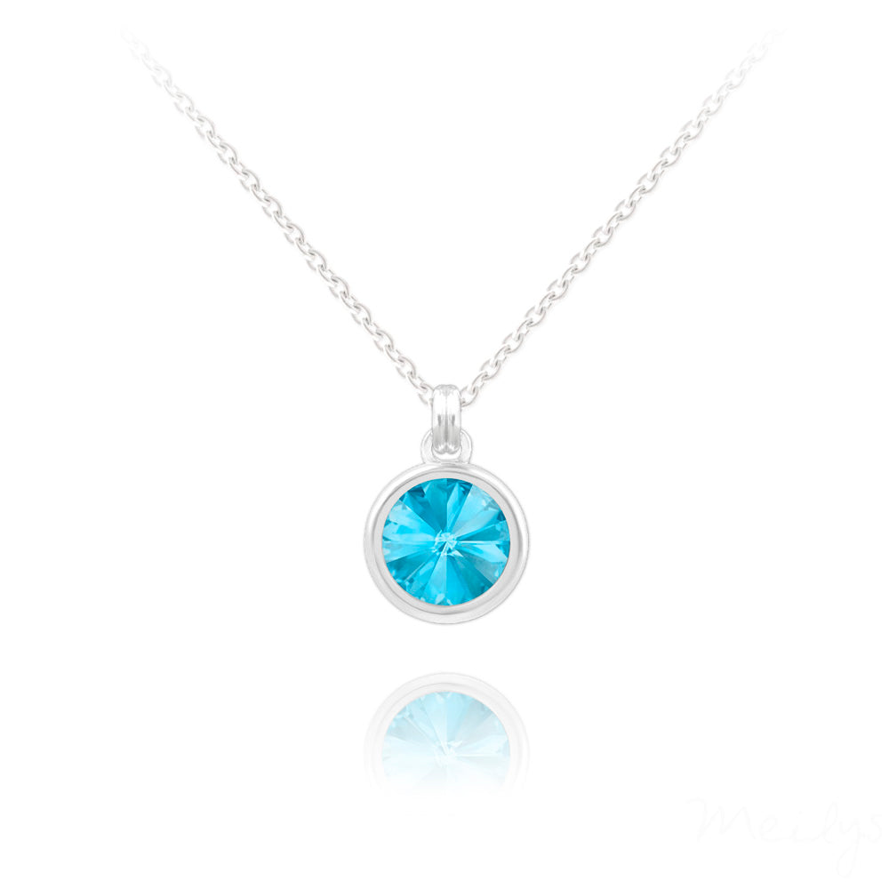 Damen Halskette mit Swarovski®-Kristall blau - Sterling Silber 925